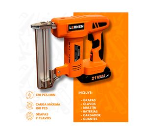 Pistola clavos/grapas inalámbrica + 2 Baterías