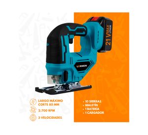 Sierra caladora inalámbrica 21V + accesorios