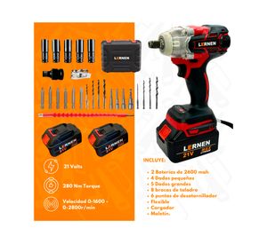 Llave Impacto 1/2'' + 2 Baterías