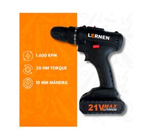 Taladro destornillador inalámbrico + 1 Batería 21V + 3 puntas