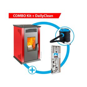 Estufa a pellet Italy 8100 rojo + Kit instalación muro + Daily Clean 1000