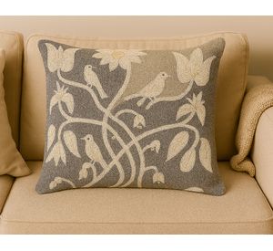 Cojín bordado floral lino 50x50 cm