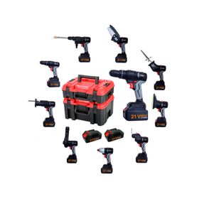 Combo taladro + Herramientas eléctricas 10 en 1 + Maletín + 2 Baterías