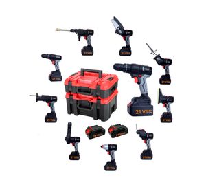 Combo taladro + Herramientas eléctricas 10 en 1 + Maletín + 2 Baterías