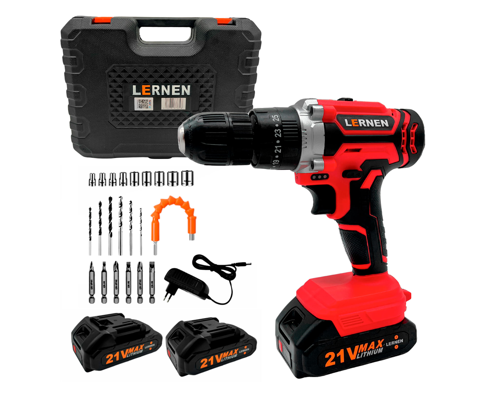 Taladro percutor destornillador Inalámbrico 21V + 2 baterías + maleta y accesorios a $35.990