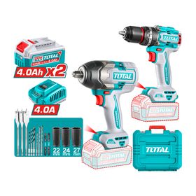 Kit inalámbrico Taladro impacto + Llave impacto 1/2'' + accesorios