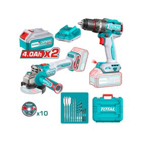 Kit Inalámbrico Taladro impacto + Esmeril angular + accesorios