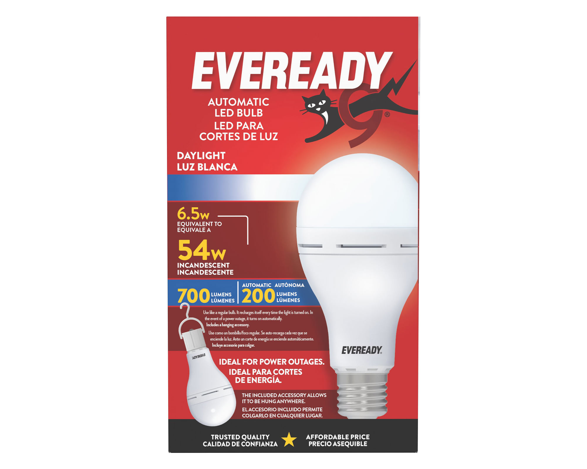 Ampolleta 6.5W E27 luz led Emergencia recargable