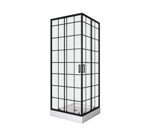 Shower Door recto con receptáculo Cuadros negros 70x70x198 cm