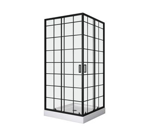Shower Door recto con receptáculo Cuadros negros 90x90x198 cm