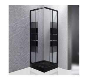 Shower Door recto con receptáculo Style negro 70x70x198 cm