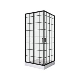 Shower Door recto con receptáculo Cuadros negros 80x80x198 cm
