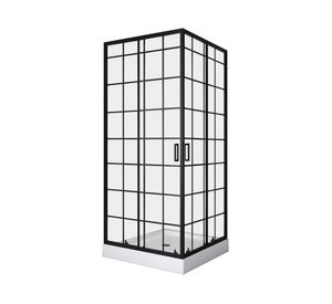 Shower Door recto con receptáculo Cuadros negros 80x80x198 cm