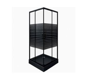 Shower Door recto con receptáculo Strava negro 70x70x198 cm