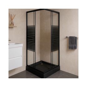 Shower Door recto con receptáculo Strava negro 70x70x198 cm