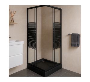 Shower Door recto con receptáculo Strava negro 70x70x198 cm
