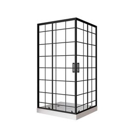Shower Door recto con receptáculo Cuadros negros 100x70x198 cm