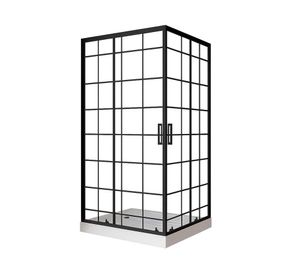 Shower Door recto con receptáculo Cuadros negros 100x70x198 cm