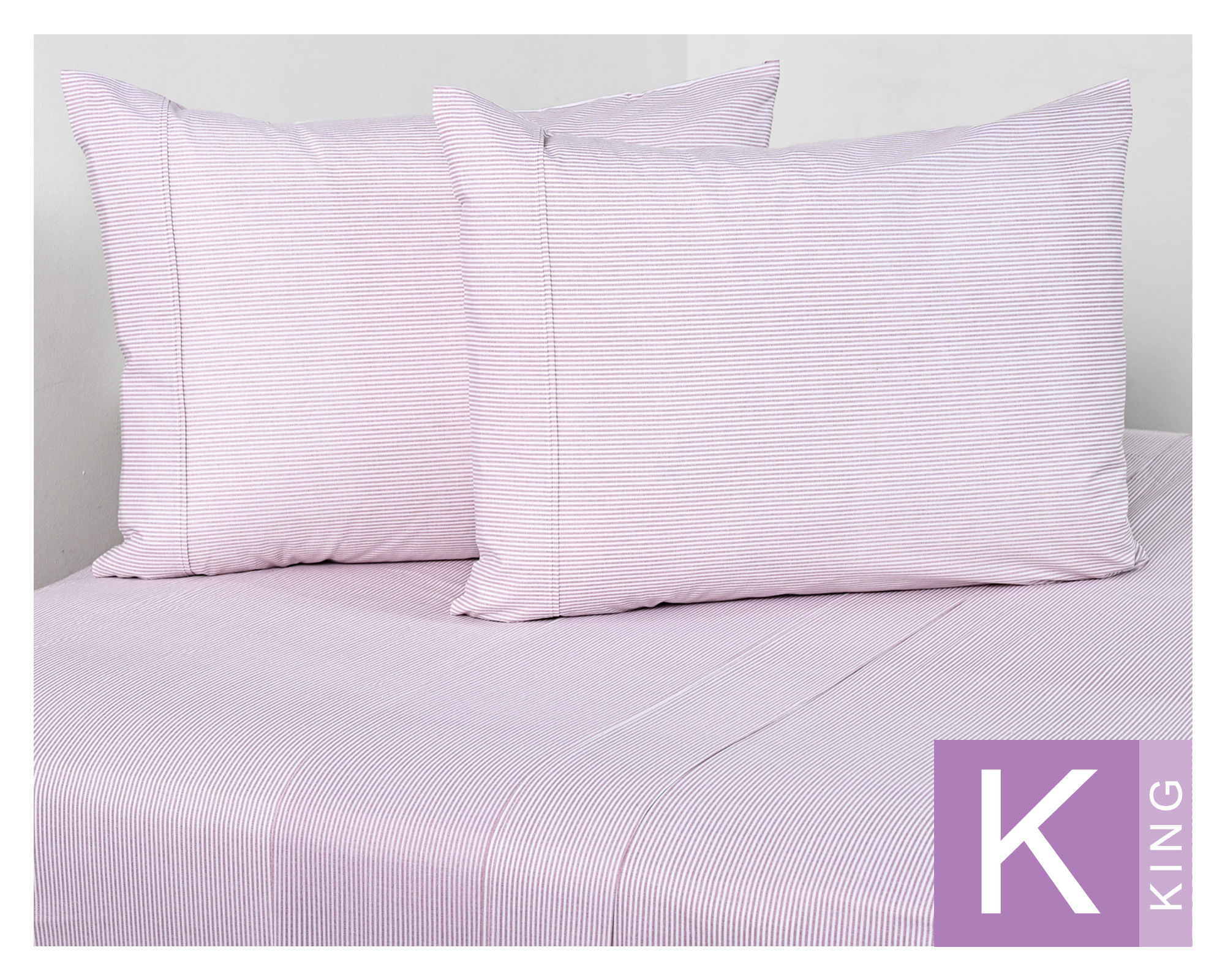 Elements & Co Sábana King 144 Hilos Stripe Mauve