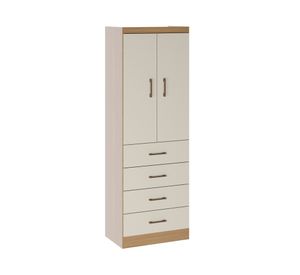 Clóset beige/roble 2 puertas 4 cajones