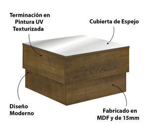 Mesa de centro cuadrada Parati 35x60x60 cm pino