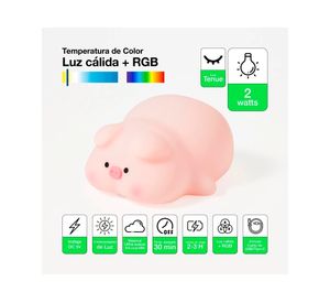 Espantacuco recargable RGB Cerdito rosado