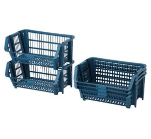 Canasto apilable azul 22 lt 5 unidades