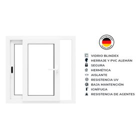 Ventana corredera 140x120 cm PVC alemán termopanel Blindex blanco