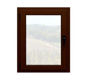 Ventana oscilobatiente PVC alemán termopanel Blindex 70x90 cm nogal