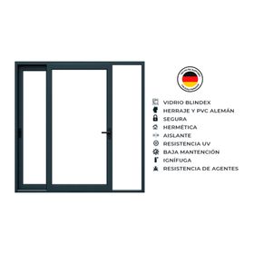 Ventana corredera 195x205 cm PVC alemán termopanel Blindex antracita