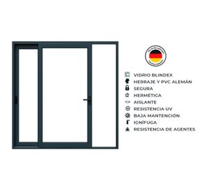 Ventana corredera PVC alemán termopanel Blindex 195x205 cm antracita