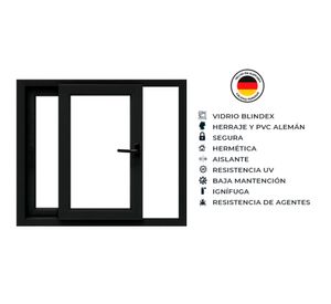 Ventana corredera PVC alemán termopanel Blindex 91x55 cm antracita