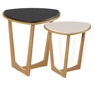 Mesa lateral irregular Amana Dúo 55x59.2x58.9 cm negro/blanco