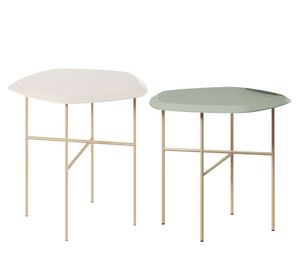 Mesa lateral irregular Geo Dúo 55.2x50x50 cm blanco/verde