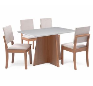 Comedor 4 sillas Lotus canela/beige 77.5x120x80 cm