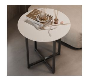 Mesa lateral redonda Flow 51.5x50 cm blanco