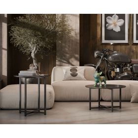 Mesa lateral redonda Flow 51.5x50 cm negro