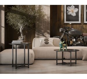 Mesa lateral redonda Flow 51.5x50 cm negro