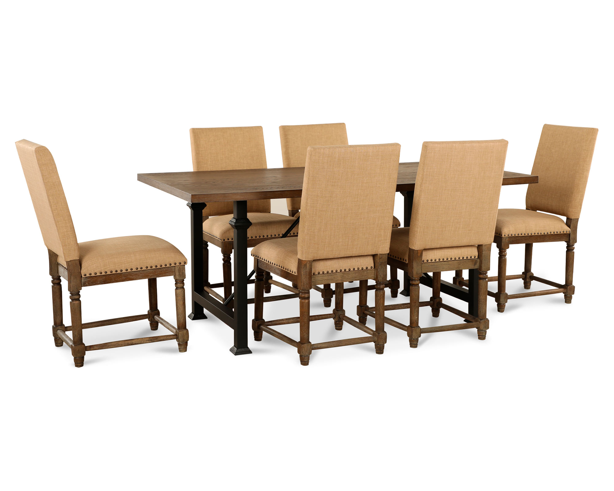CIC Comedor 6 sillas Bolton roble 76x182x100 cm
