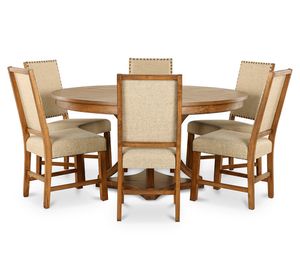 Comedor 6 sillas Leeds redondo roble 76x150x150 cm