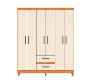 Clóset 6 puertas 2 cajones Coímbra café/beige 180x148x40 cm