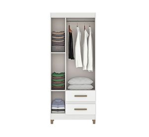 Clóset 3 puertas 2 cajones Porto blanco 180x75x40 cm