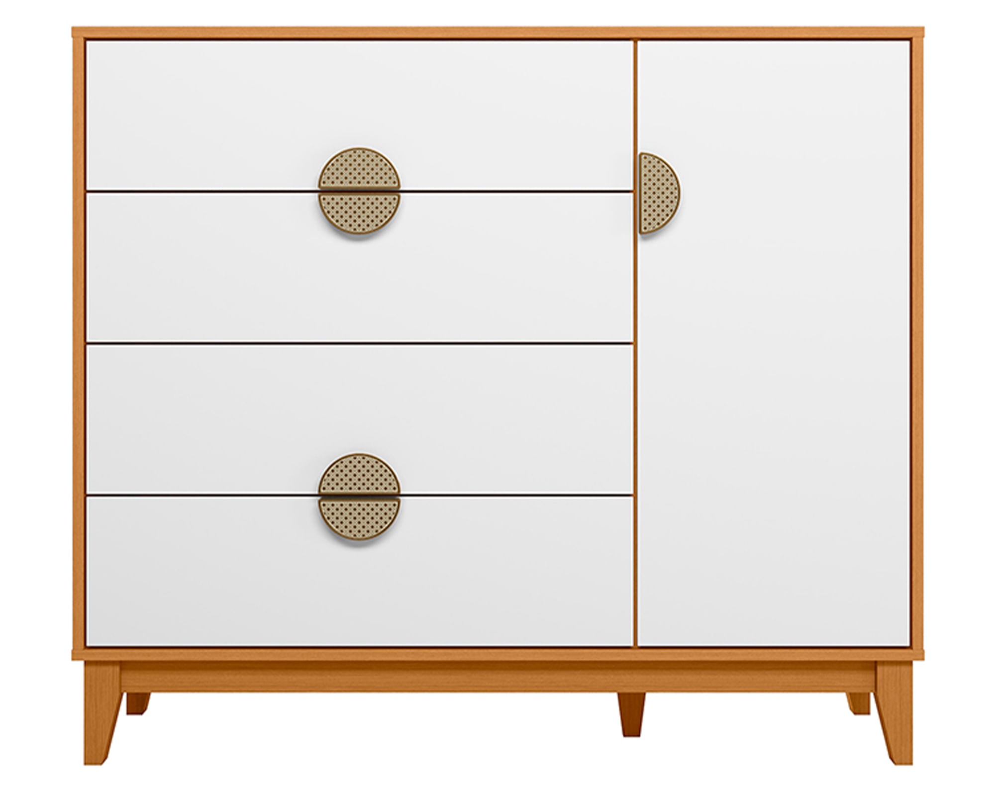VekkaHome Cómoda Ipe blanco 1 puerta 4 cajones
