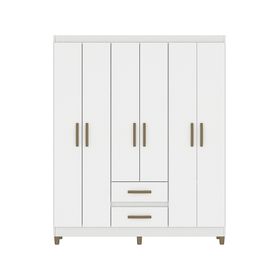 Clóset 6 puertas 2 cajones Coímbra blanco 180x148x40 cm