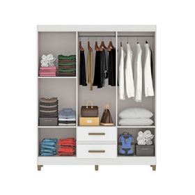 Clóset 6 puertas 2 cajones Coímbra blanco 180x148x40 cm