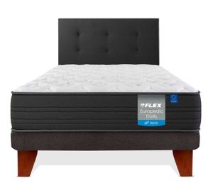 Cama europea Europedic dual 1 plaza + respaldo Royal negro