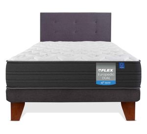 Cama europea Europedic dual 1.5 plazas + respaldo Royal grafito
