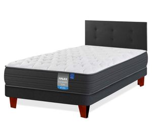 Cama europea Europedic dual 1 plaza + respaldo Royal negro