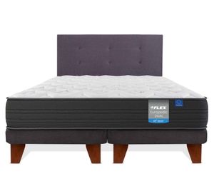 Cama europea Europedic dual 2 plazas base dividida + respaldo Royal grafito