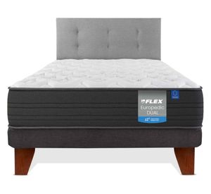 Cama europea Europedic dual 1.5 plazas + respaldo Royal gris
